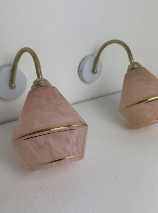 PAIRE D’APPLIQUE VERRE DE CLICHY VINTAGE