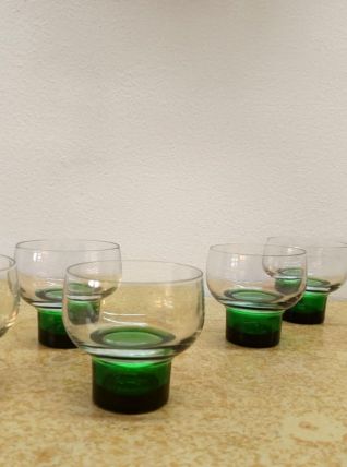 Six verres Luminarc 1970 vert 