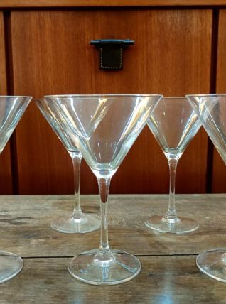 Six verres à cocktail martini Cristal d'Arques 