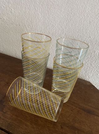 5 verres à orangeade annees 60/70.