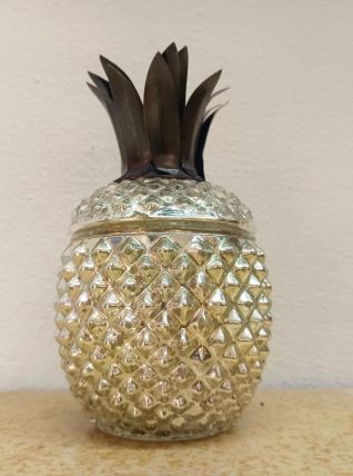 Bonbonnière vintage ananas en verre églomisé 