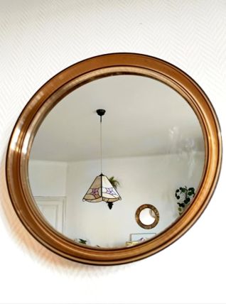 Miroir rond 40cm en plexiglas Gilac 1970 
