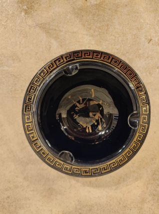 Cendrier vintage noir et doré – style grec