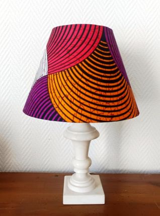 Lampe albâtre abat-jour tissu Wax 
