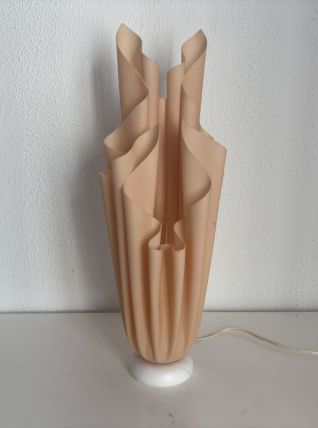 Lampe  vintage 1970 Athéna Georgia Jacob drapée saumonée - 5