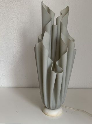 Lampe vintage 1970 Athéna Georgia Jacob drapée gris souris -