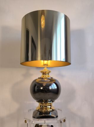 Magnifique grande lampe italienne 1960 céramique / or 