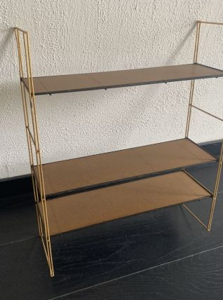 Etagère vintage 1960 String murale bois doré - 60 x 50 cm