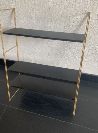 Etagère vintage 1960 String murale noir doré - 60 x 48 cm