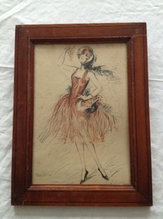 Ancien dessin danseuse ballerine signée Marcel Bloch