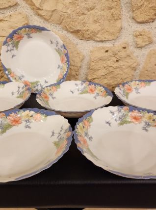 Lot 6 assiettes creuses Arcopal fleuries – Vintage 70/80