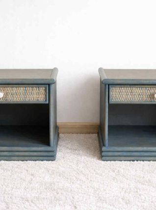 Paire de chevets en rotin vintage style Maugrion 