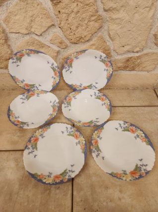 Lot 6 assiettes plates Arcopal fleuries – Vintage 70/80