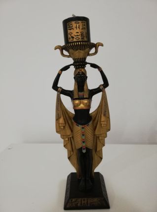 Statuette Serviteur nubien figurine Egyptienne avec bougie -
