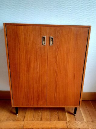 Meuble à chaussures en merisier mid-century vintage 