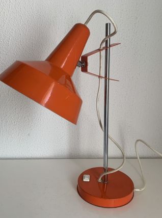 Lampe vintage 1960 Monteuse Delmas bureau orange carotte  - 