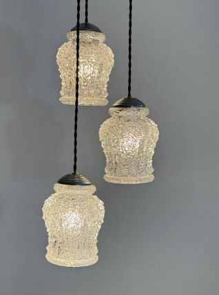 ANCIEN LUSTRE CASCADE 3 FEUX VINTAGE