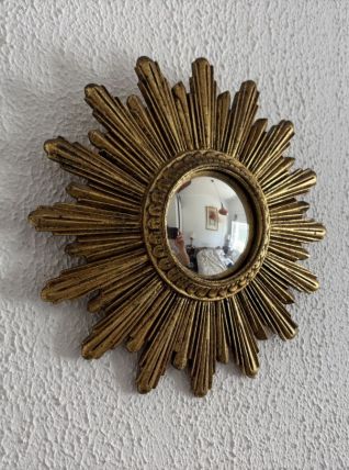 Miroir vintage 1960 soleil oeil de sorcière or - 26 cm