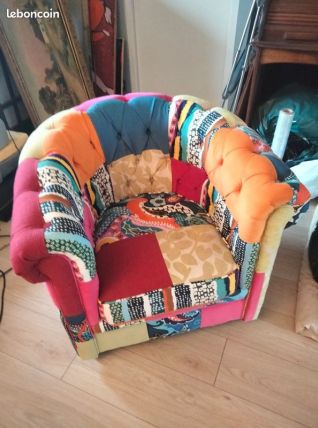 Fauteuil chesterfiels patchwork