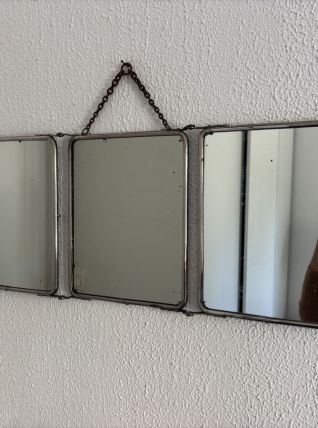 Miroir vintage 1930 triptyque barbier déposé G.B Paris - 28 