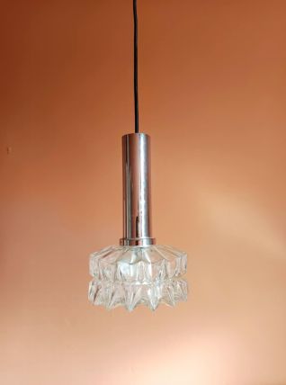 Suspension space age chrome et verre Allemagne 1970