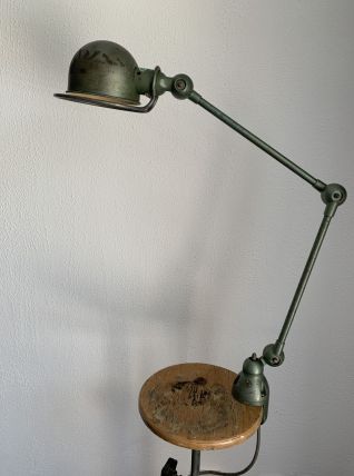 Lampe vintage 1960 Jielde 2 bras verte d'origine industriell