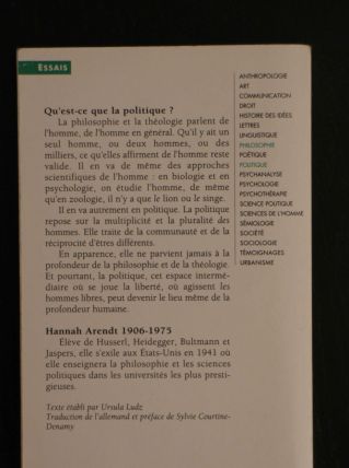 Qu'est-ce que la politique ? Hannah Arendt