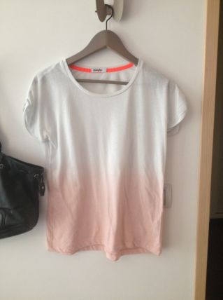T shirt effet tye and Die blanc/ rose pale