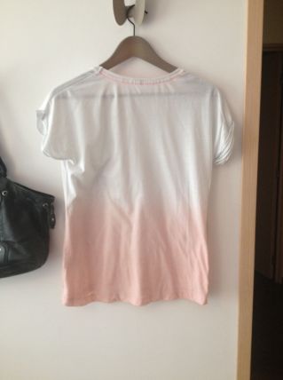 T shirt effet tye and Die blanc/ rose pale