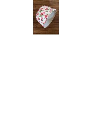 Grand abat-jour fleuri rose et écru