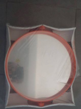 Miroir GROSFILLEX orange inclinable années 70 NEUF! D 42 cm