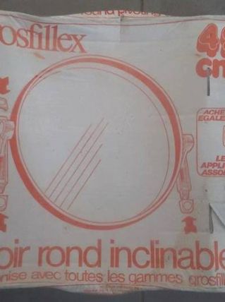 Miroir GROSFILLEX orange inclinable années 70 NEUF! D 42 cm