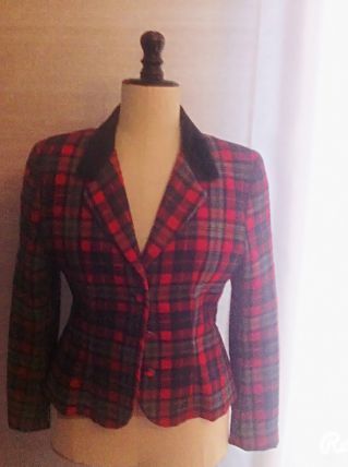 Blazer en Tartan ceintré Vintage