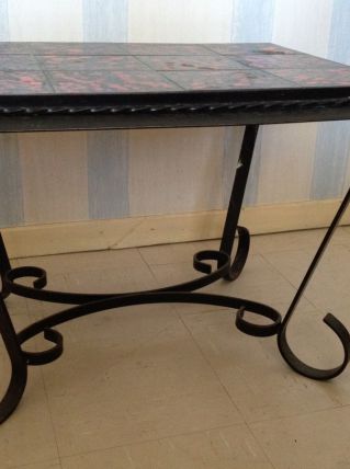 table basse noire en fer forgé
