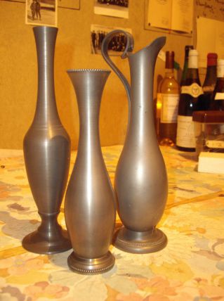 Vases Soliflores en Etain