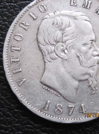 piece argent 5lire 1874