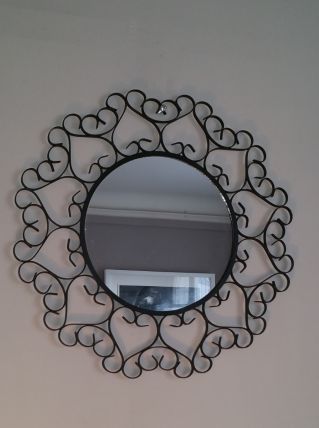 Miroir dentelle métal noir des années 60