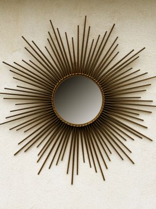 Grand miroir soleil Chaty Vallauris, France années 50,  miroir plat