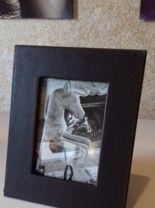 Cadre photo en cuir brun