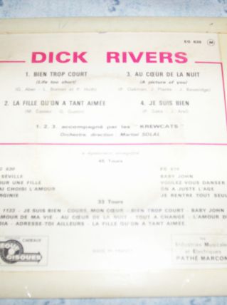 DISQUE 45 TOURS 4 TITRES DICK RIVERS 
