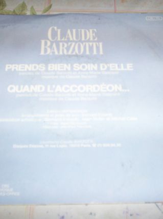 disque 45 tours 2 titres claude barzotti 