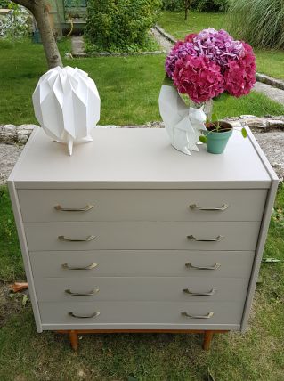 Commode vintage beige rosé bois