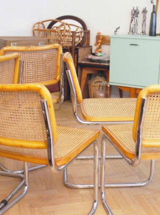 Lot de 4 Chaises design Cesca B32 par Marcel Breuer