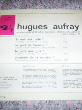DISQUE 45 TOURS ANNEES 60 HUGUES AUFRAY 