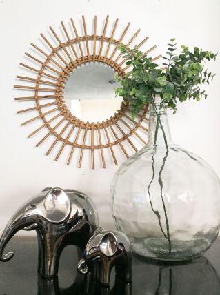 Miroir en rotin vintage 