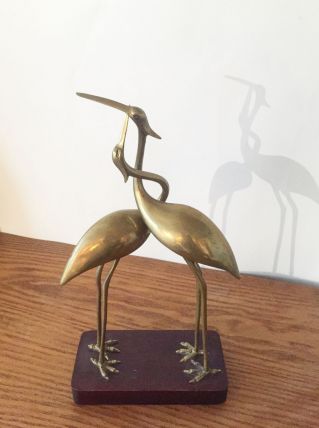 Couple oiseaux en laiton vintage