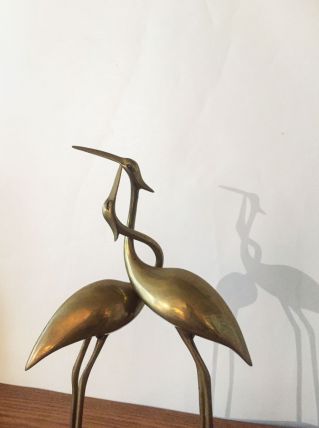 Couple oiseaux en laiton vintage