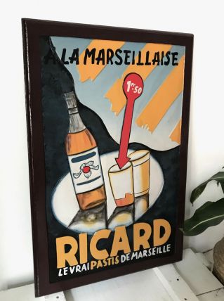 Tableau décoratif en bois sculpté "Ricard"