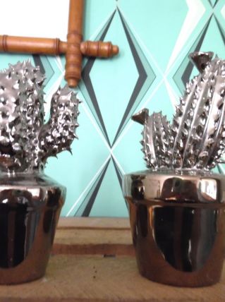 Duo de cactus en métal 