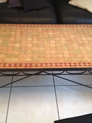 Table marocaine en mosaïque et fer forge